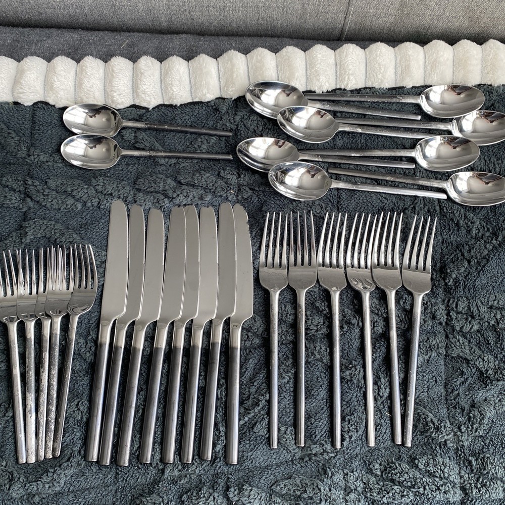 Oneida Raven 29pc Stainless Steel Flatware Set Fork Spoon Knife