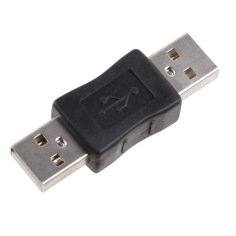 Double USB 2.0 Converter Coupler Extension Extender Connector Black for Computer