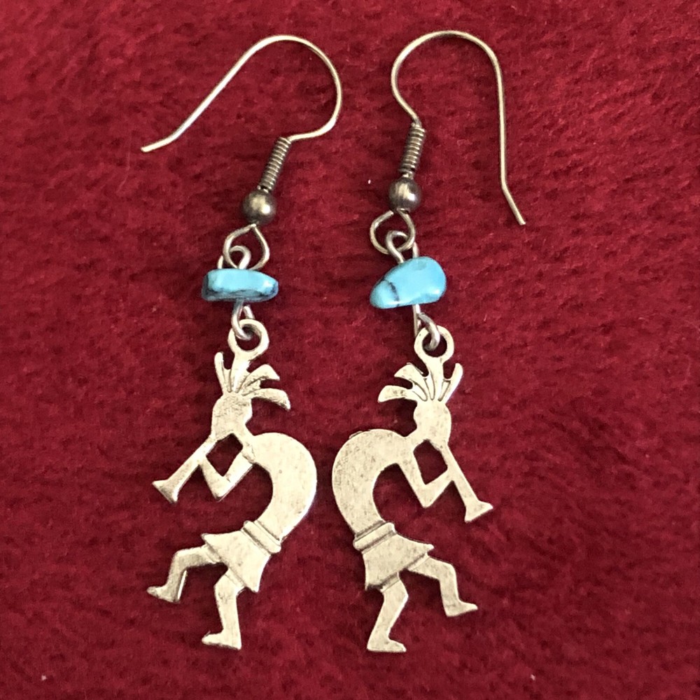 Kokopelli Rain Dancer Tribal Beaded Pierced Earrings