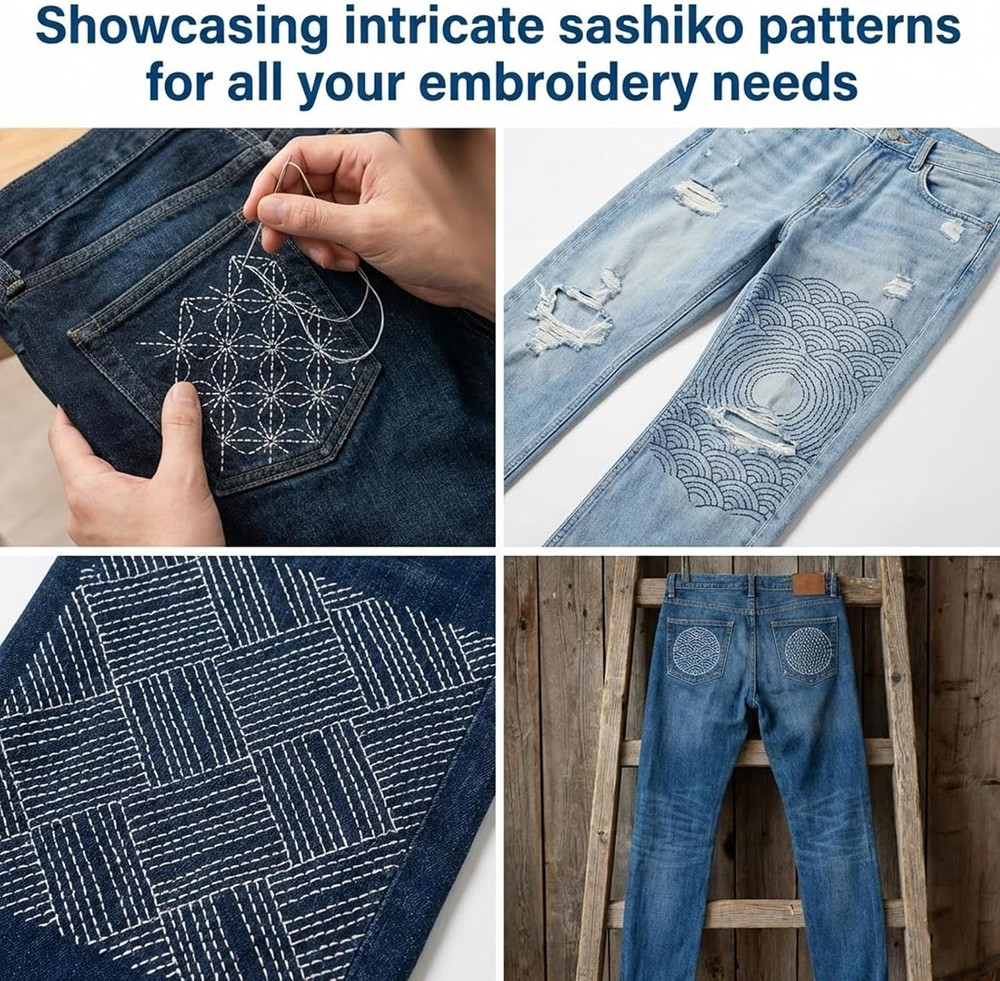 8 PCS 4.7 X 4.7 Inch Plastic Sashiko Stencil, Plastic Sashiko Template Pattern G