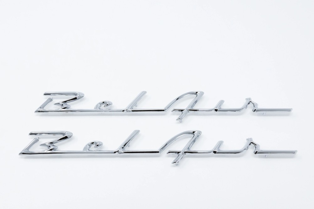 1955-1956 Chevrolet Chevy Bel Air Rear Quarter Panel Script- Chrome Tri Five