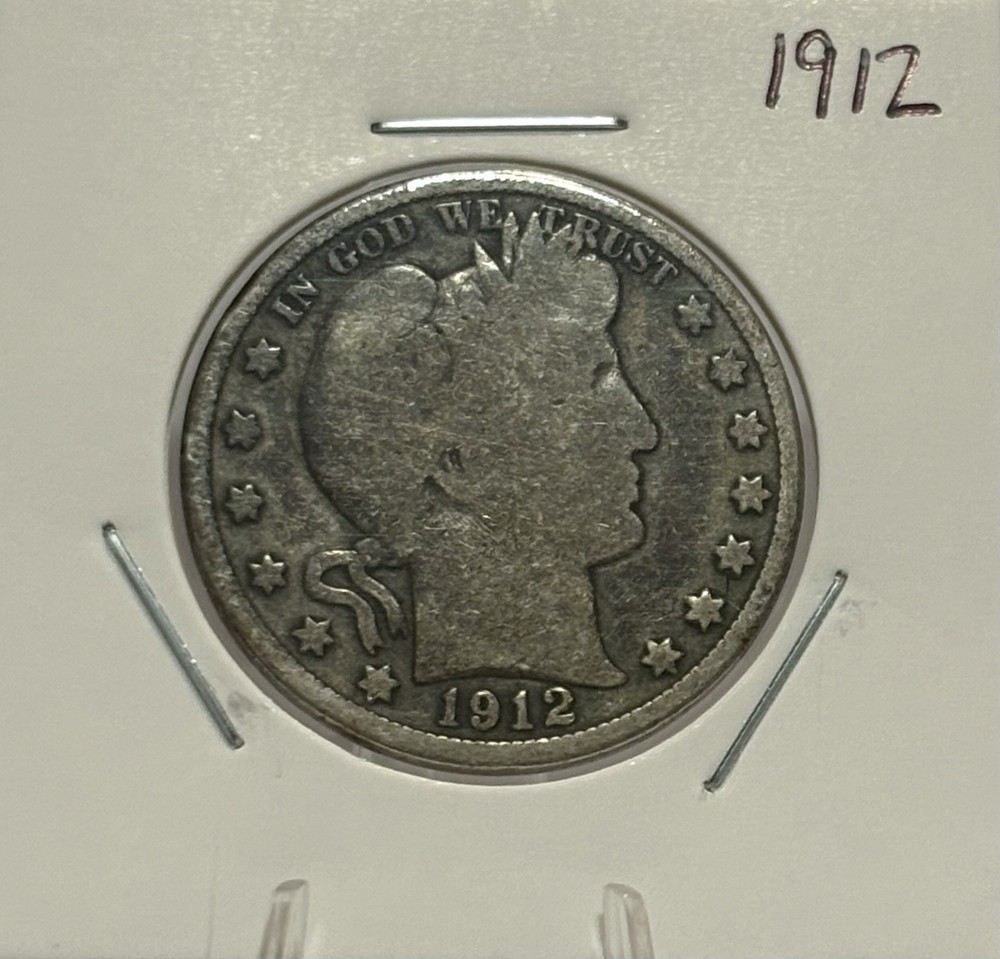 1912 Barber Half Dollar, 90% Silver, Very Nice! 🔥