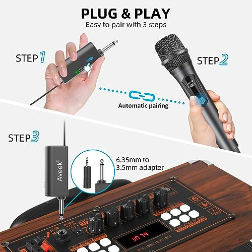 Karaoke Microphone Wireless, Microphone for Speakers with Rechargeable