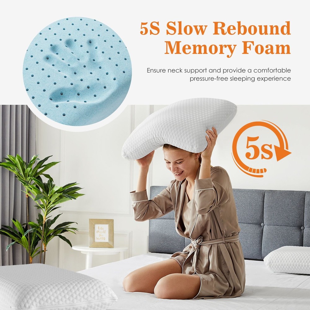 Memory Foam Pillow Standard Size, Soft Comfortable Bed Pillow 1 Pack