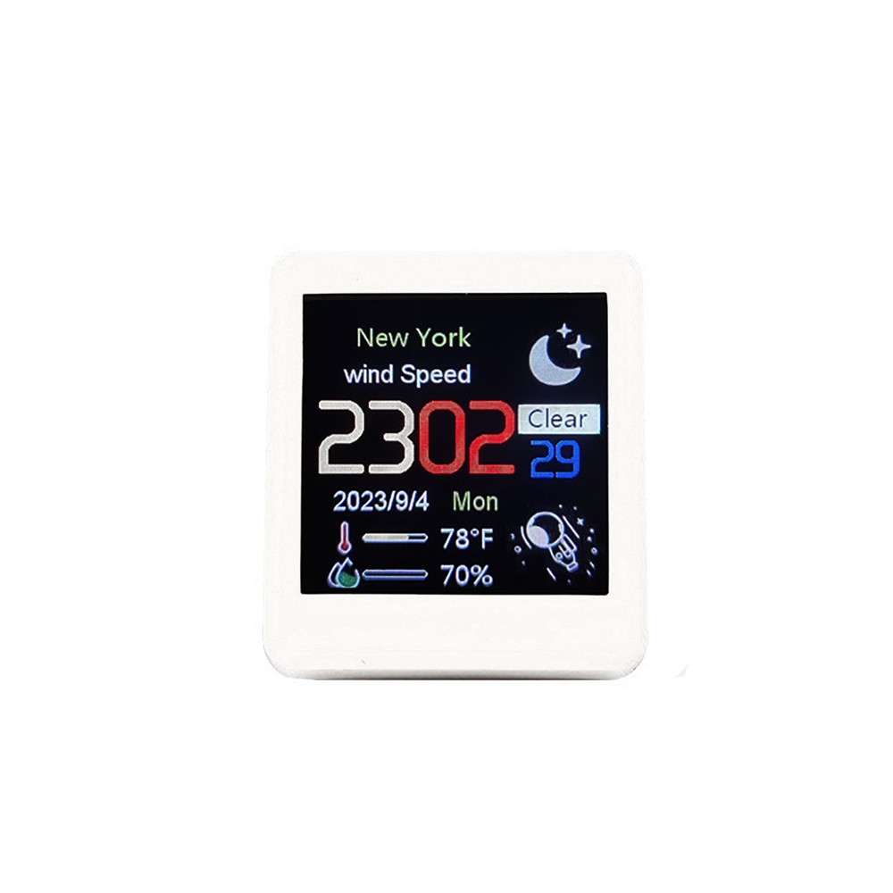 White Clock WIFI Weather Clock Screen Temperature Humidity Desktop Decor Gift
