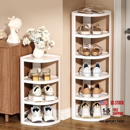 5 Tier Vertical Shoe Rack, Stackable Narrow Shoe Rack Organizer for Entryway