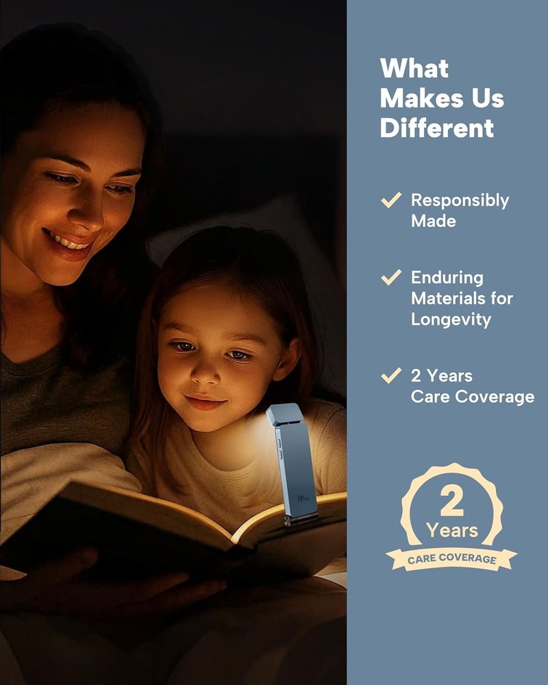 Book Light, Rechargeable Clip-On LED Reading Light for Bed & Night , D blue