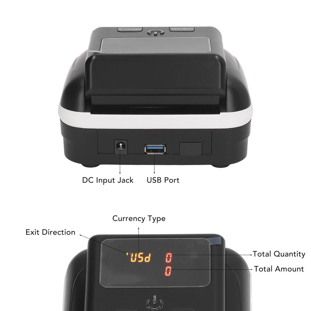 US Plug Automatic Banknote Detector Portable USD EUR Count Machine Counterfeit B