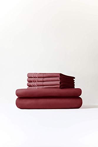 Extra Deep Pocket Sheets - 6 Piece Sheet Set - Size Sheets Deep King Burgundy