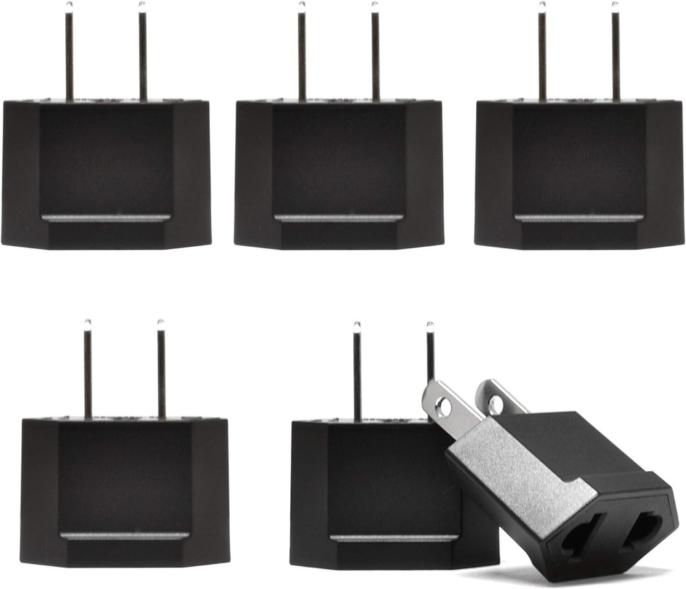 Ceptics European to US Plug Adapter Socket Type C to Type A 6 Pack