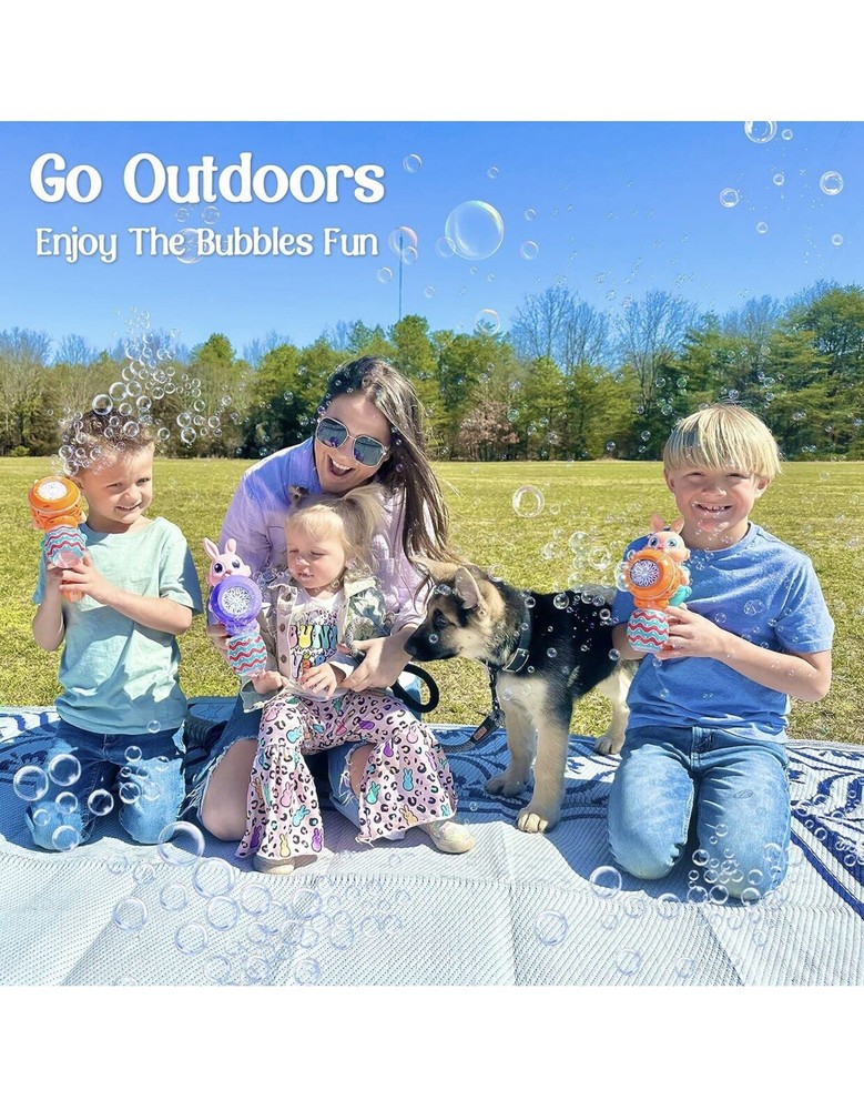 Bunny Rabbit Bubble Gun for Kids Automatic Blower with Bubble Liquid Concentrate