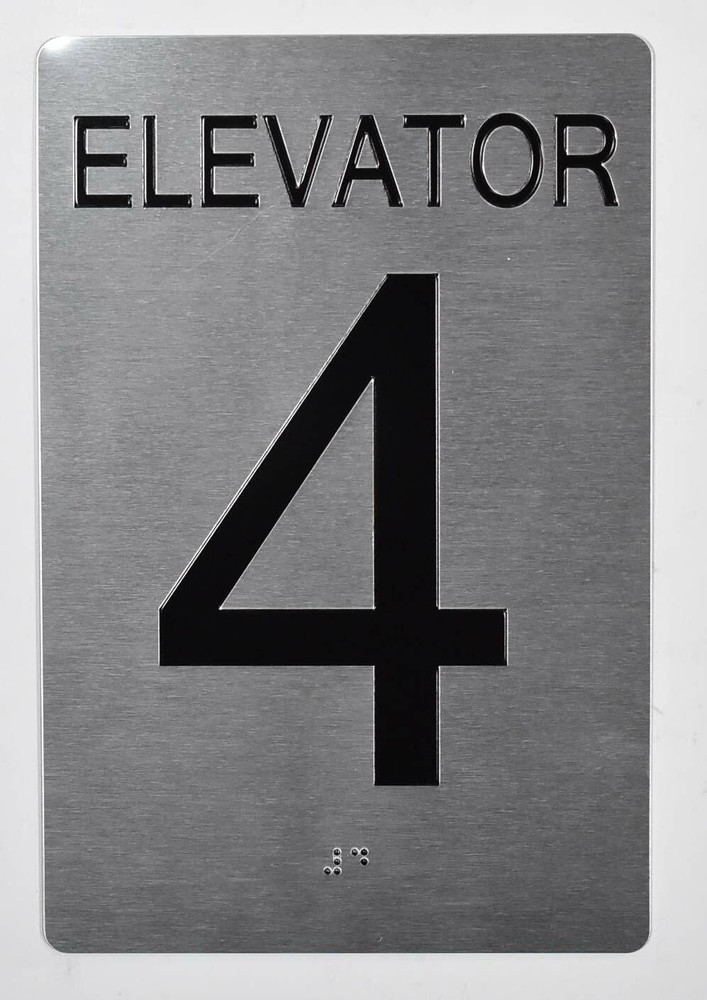 Elevator 4 Sign Silver - ( Brush Silver 6X9)-REF24-1027