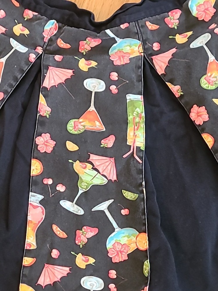 Apron Drinks Martini Pleated Black Tie Waist