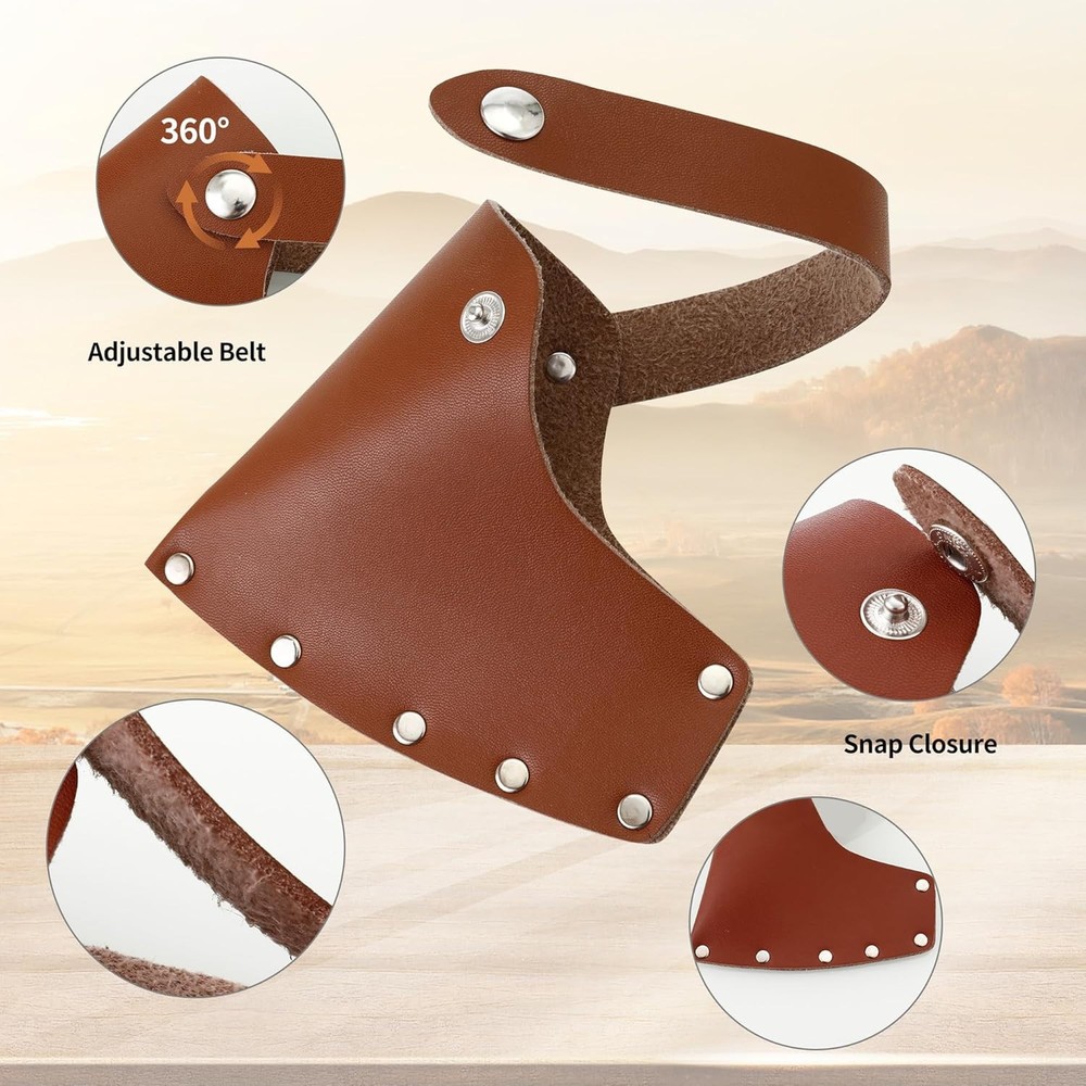 Leather Axe Sheath, Adjustable Hatchet Head Sheath, Brown