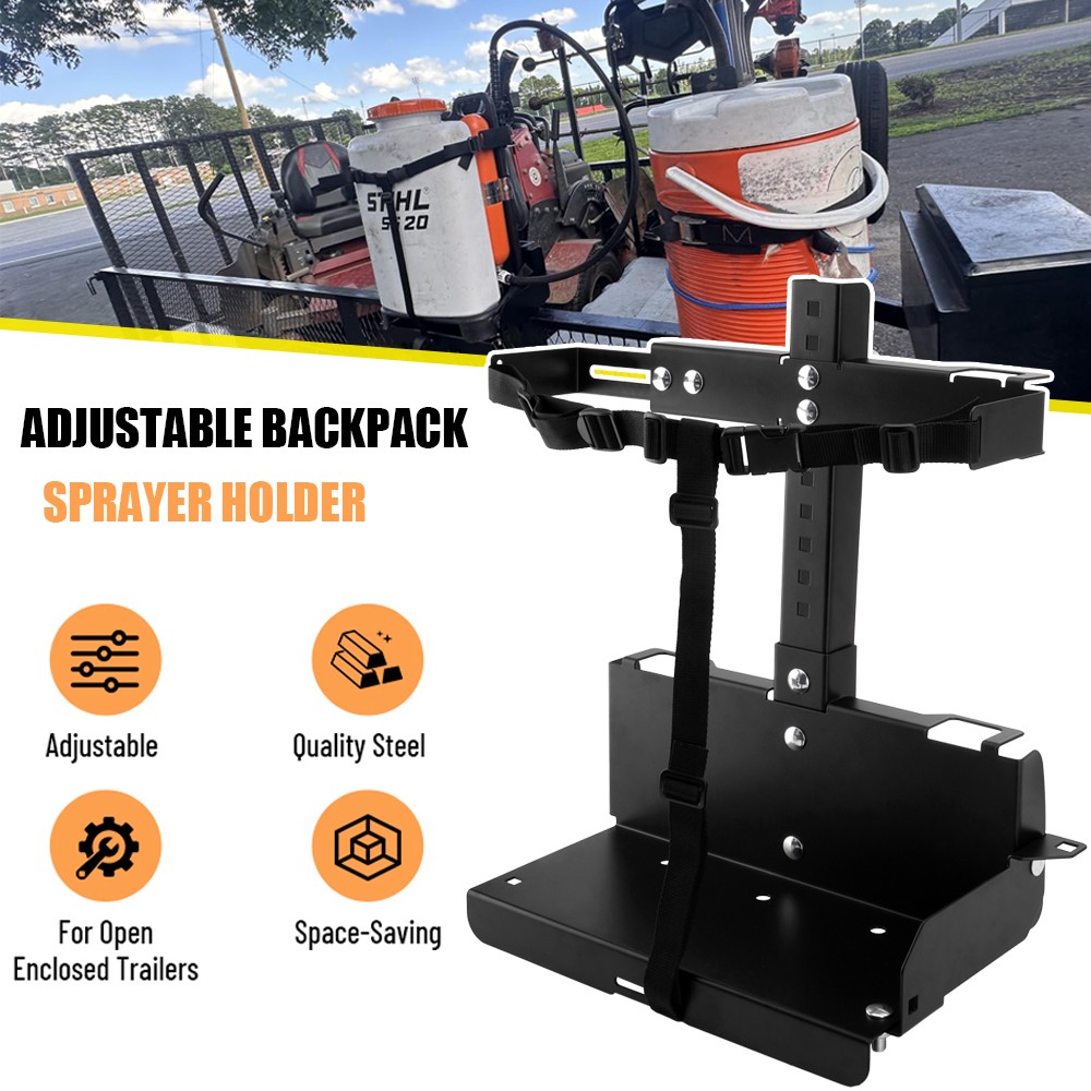 NEW Adjustable Backpack Sprayer Rack Holder For Open or Enclosed Trailers Black