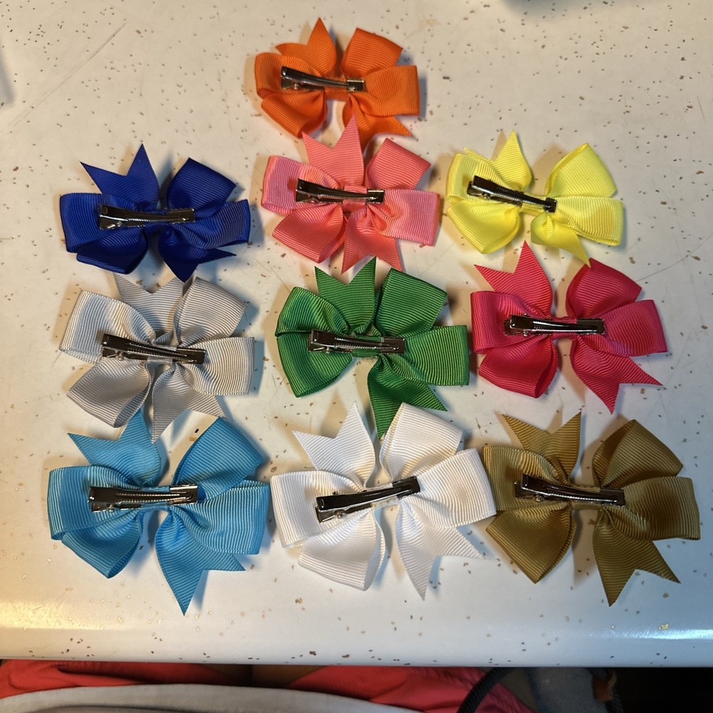 10 Multicolor Clip Bows NEW!!