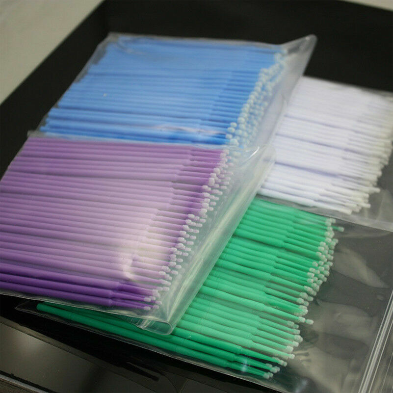 400 Pcs Dental Disposable Micro Applicator Brush Bendable 2.5mm Blue Regular