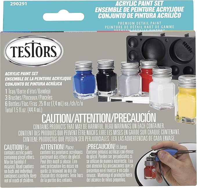 Testors Acrylic Paint Set Primary, Multicolor