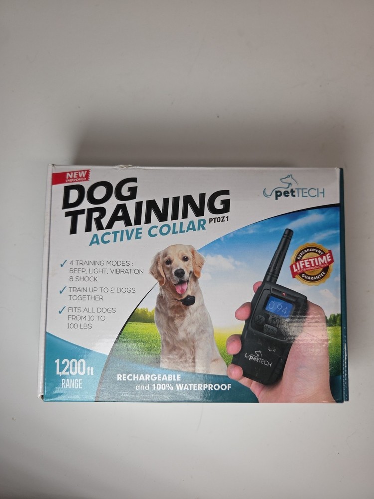 Pet Tech Dog Training Active Collar 1200ft Range Rechargeable & 100% Waterproof