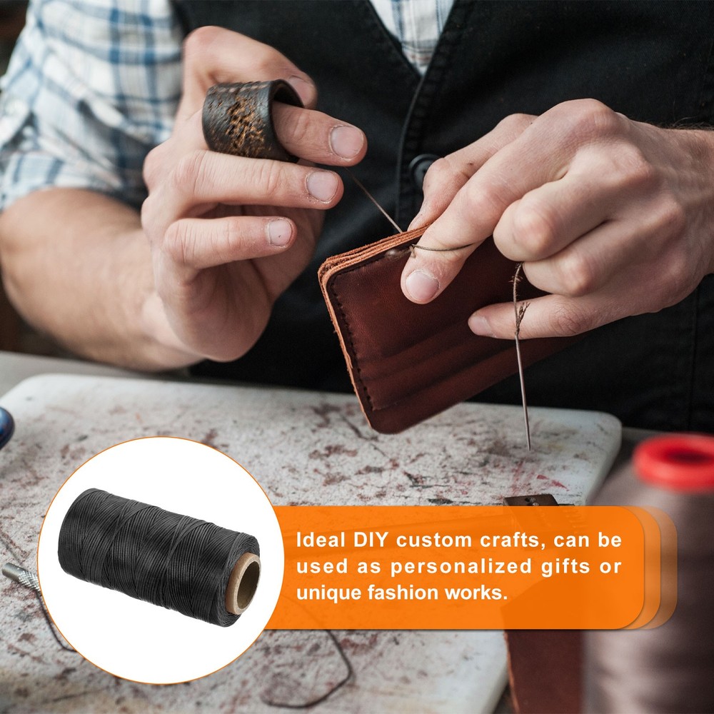 197 Yard 1mm 210D Flat Waxed Thread Polyester, Black