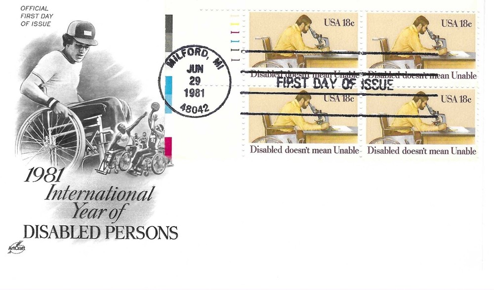 ArtCraft  FDC  1981  18c  Disabled Persons     PB4     Sc # 1925