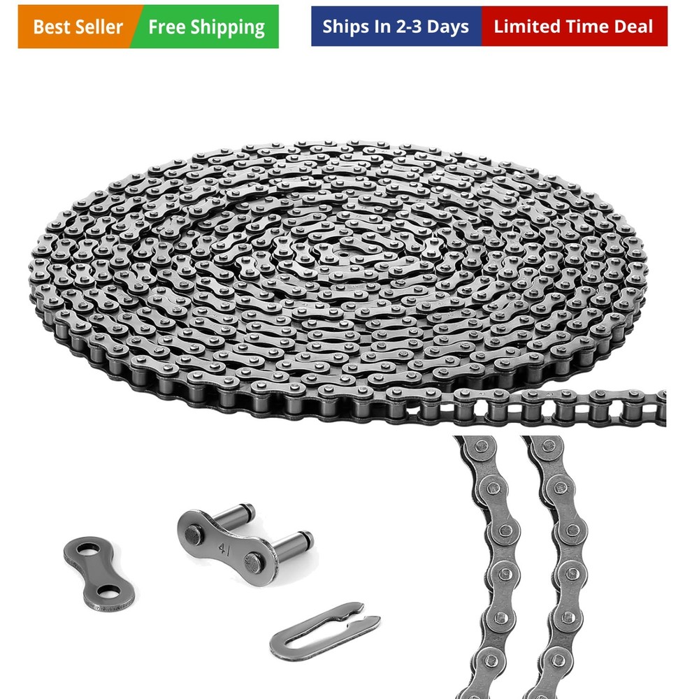 20 ft Roller Chain for Gate Openers Carbon Steel Operator Chain with 2 Connec...