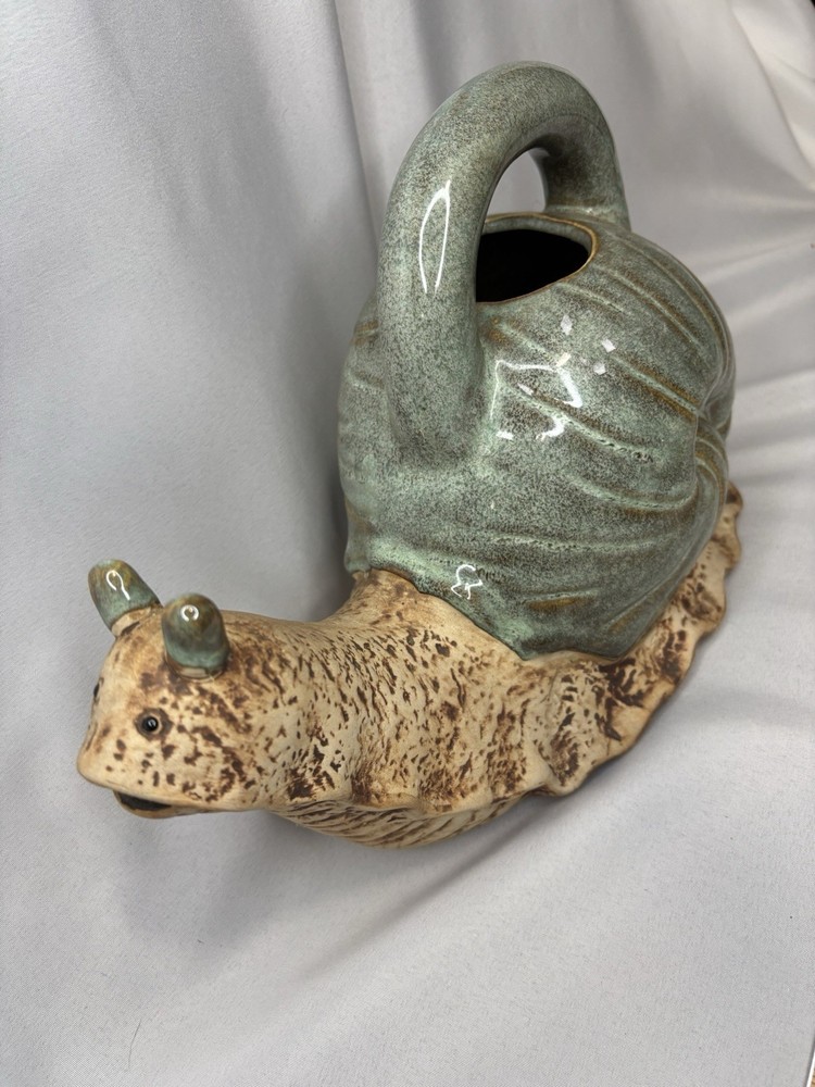 Vintage Stoneware Snail Watering Can Pitcher