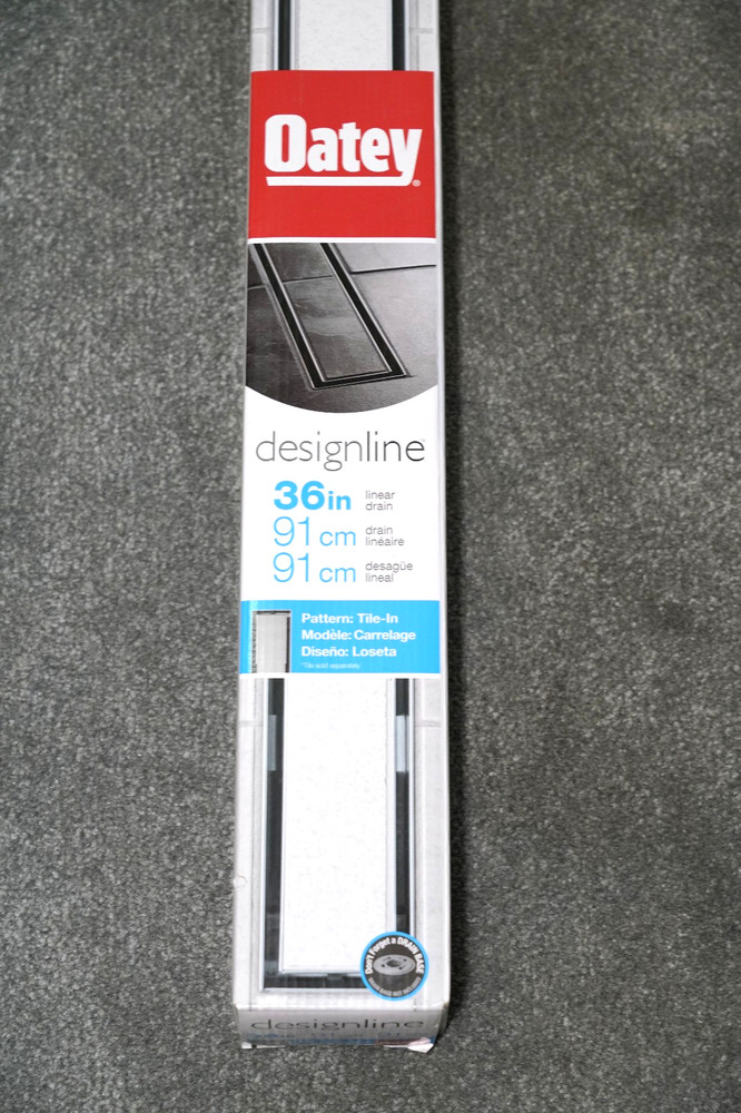 New! Oatey Designline Linear Shower Drain, Square Grate/Tile-In , DLS1360R