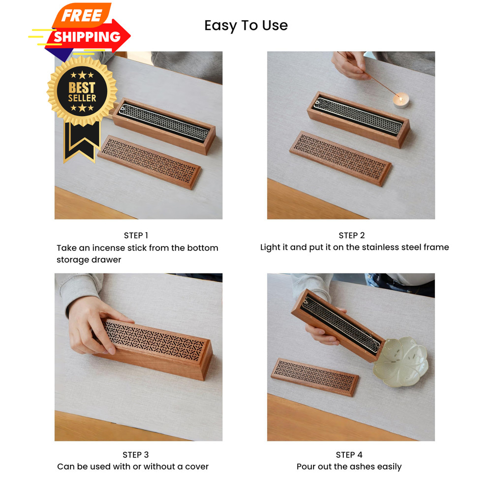 Moocervi Incense Holder Burner,Coffin With Storage