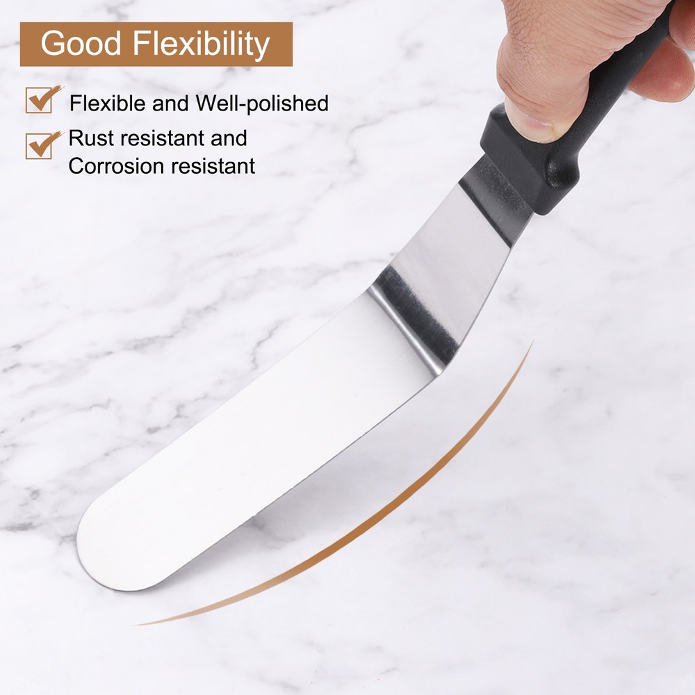 Icing Spatula with 12 Inch Bent Blade with Handle, Beige