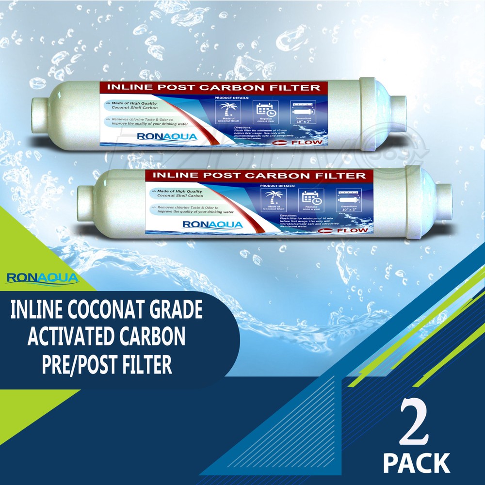 Inline Coconut Grade Activated Carbon Pre/Post Filter Set of 2