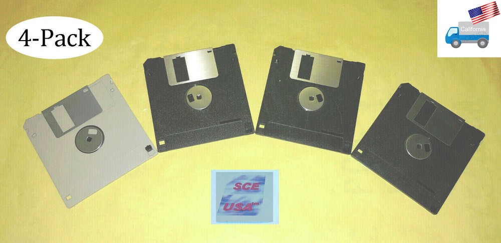 4-Pack 1.44MB IBM PC Floppy Disk 3.5" Diskette Microsoft DOS Bootable Formated