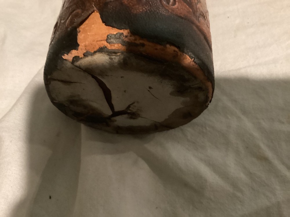 Vintage Beautiful Tooled Leather Conac Bottle