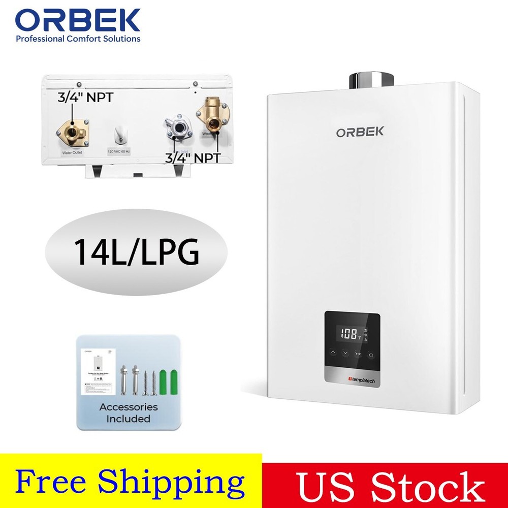 ORBEK 4.3 GPM 100,000 BTU Tankless Water Heater Propane Gas Indoor On-Demand Hot