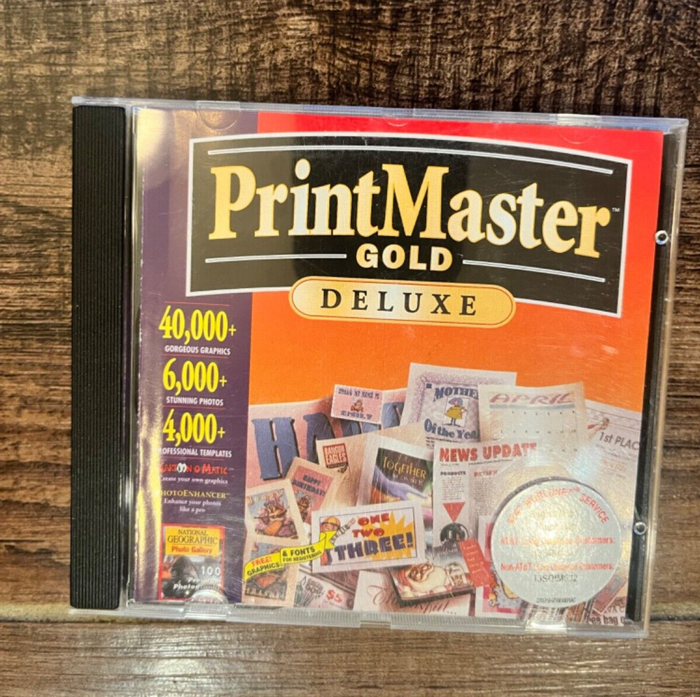 PrintMaster Gold Deluxe 4.0 Program CD + 2 Art CD’s 1997