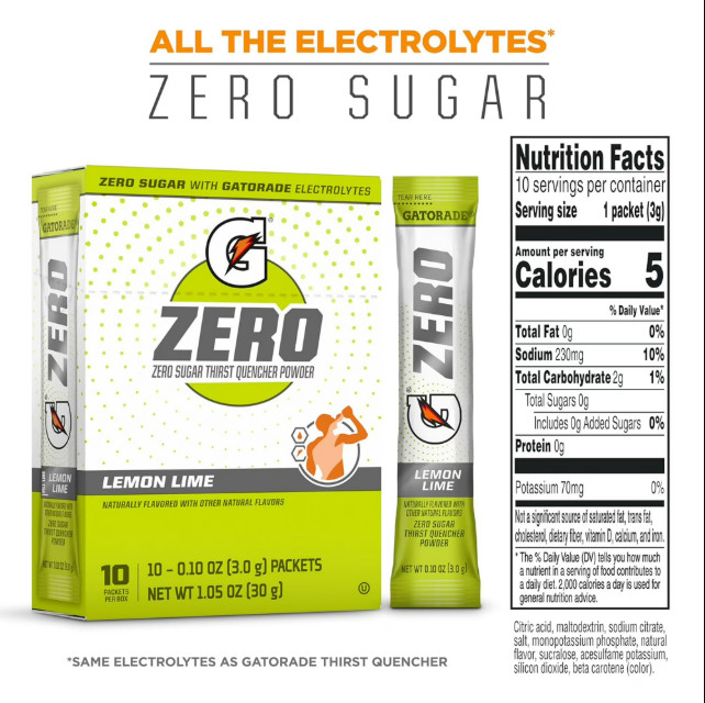 Gatorade Zero Lemon Lime Singles Drink Mix
