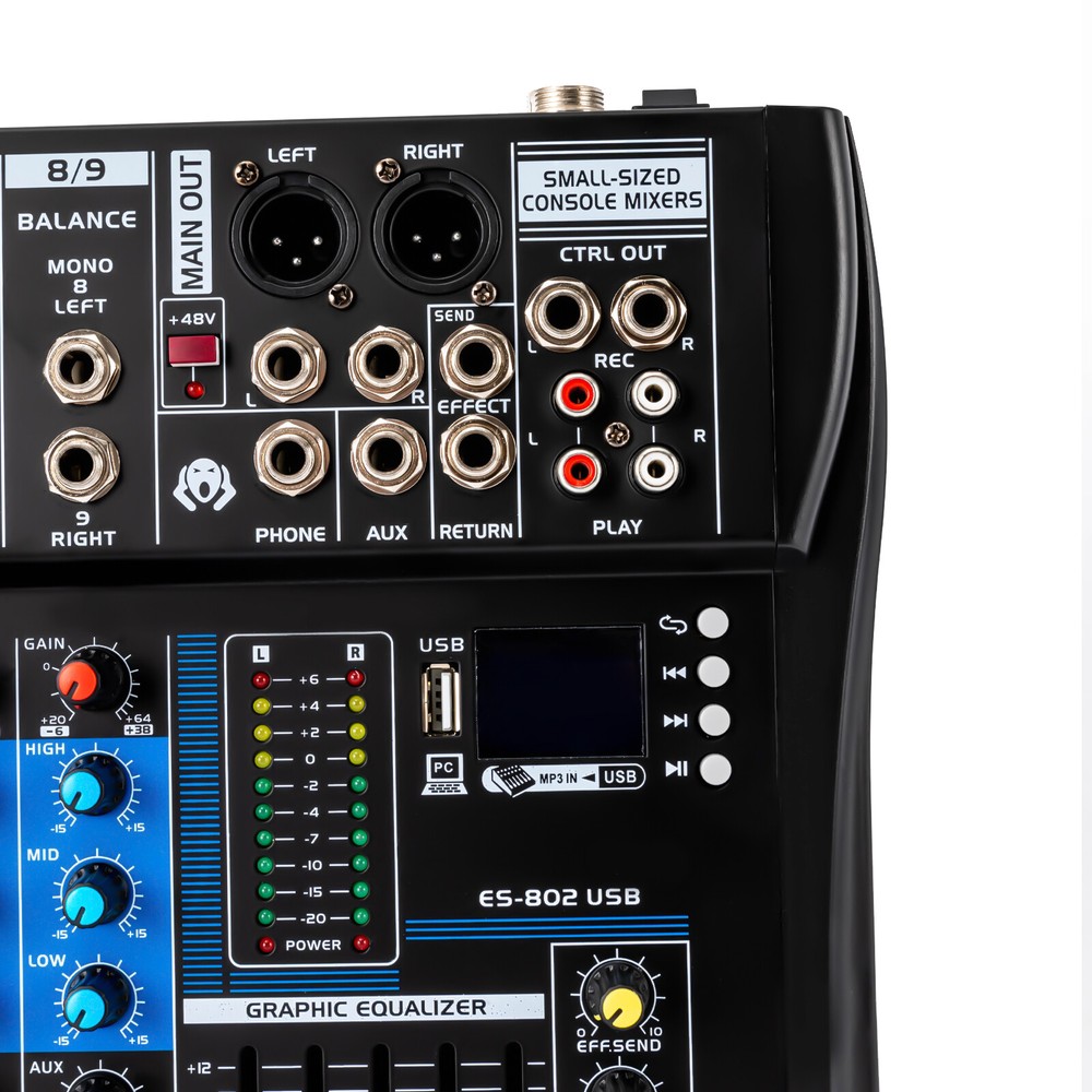 8 Channel Professional Bluetooth Live Studio Audio Mixer USB Mixing Console