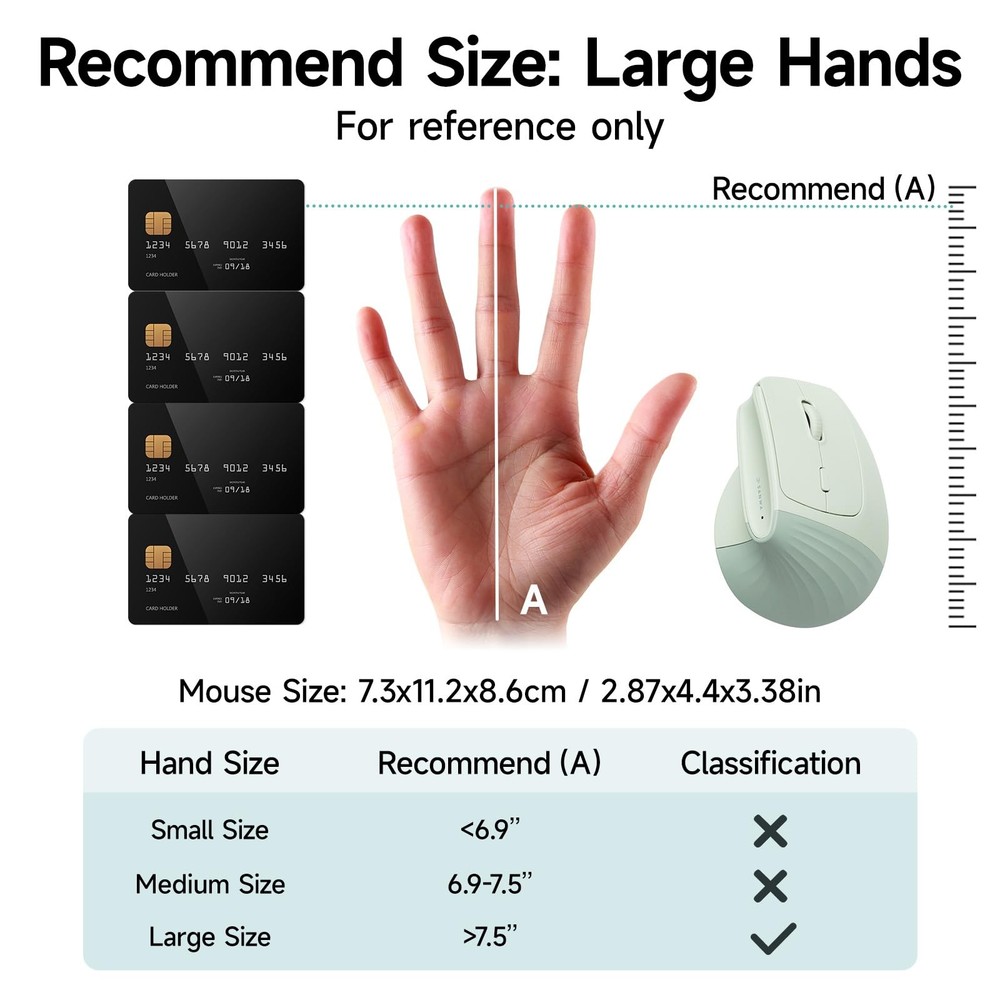 Green Wireless Vertical Ergonomic Mouse Large Hands 4000 DPI Bluetooth Mac PC