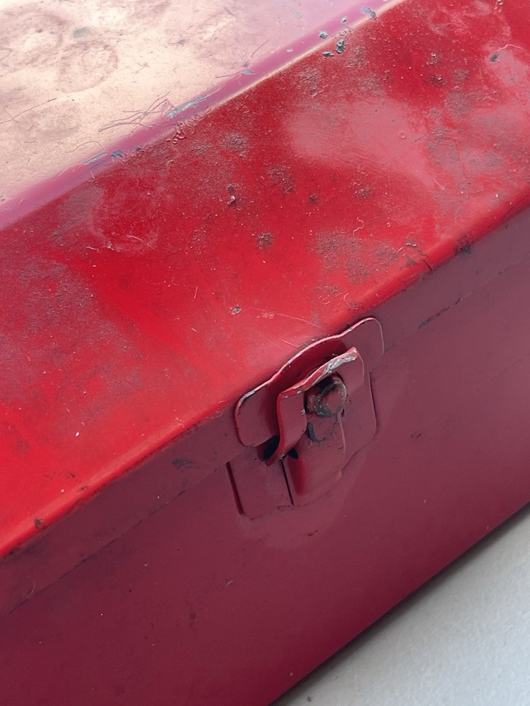 vintage metal tool box w/ socket tray.