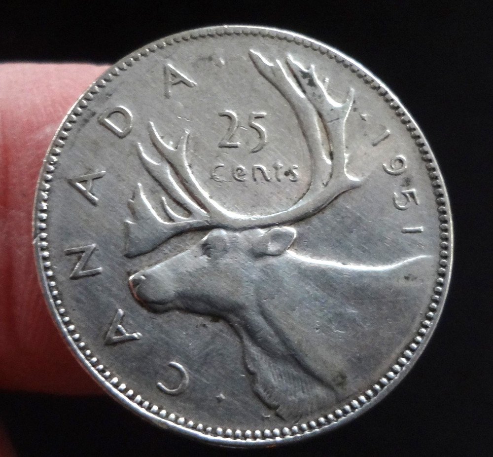 Canada 1951 .25 Cents Silver Coin