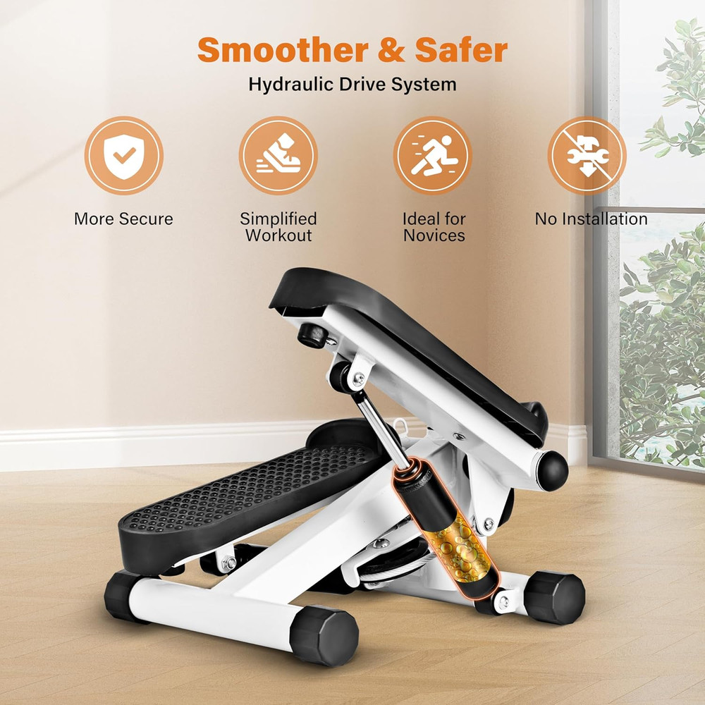 Compact Mini Stepper with Resistance Bands for Full Body Home Workouts