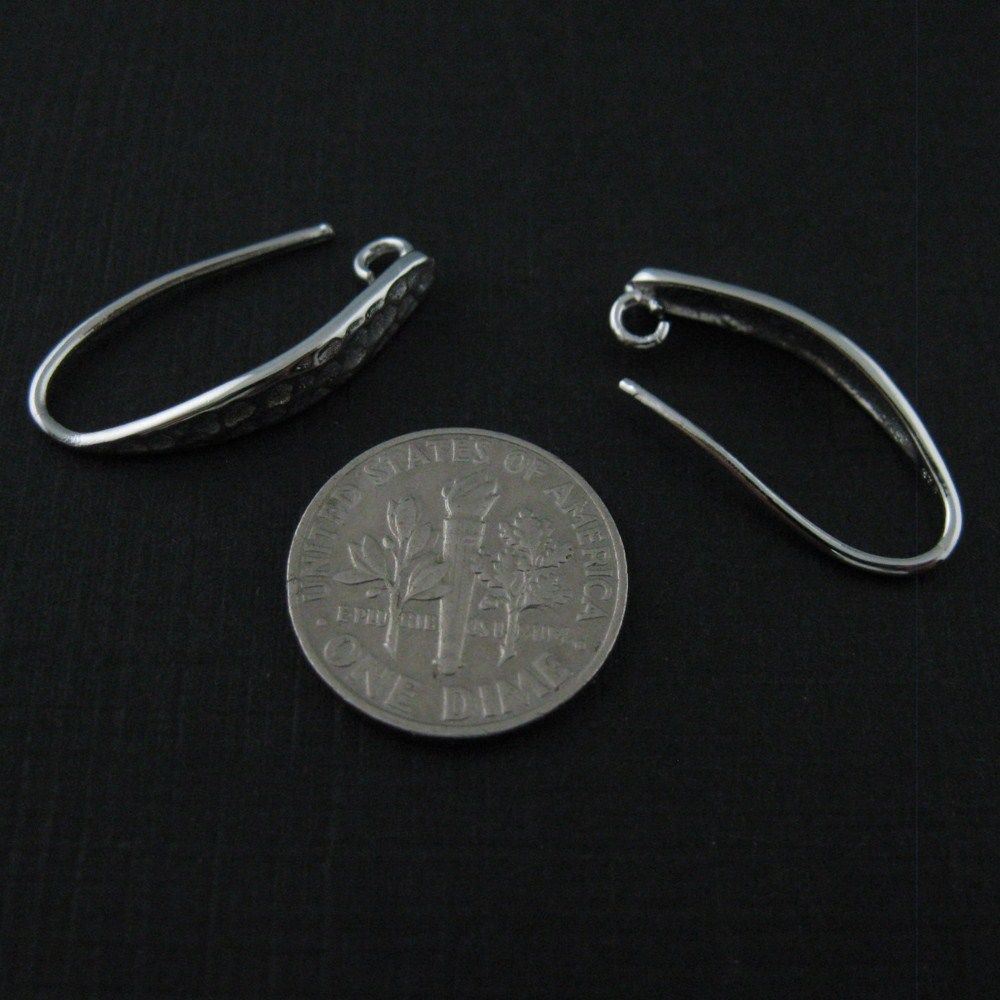 Sterling Silver Hammered Earwire - 24mm by 4mm (2pcs - 1 pair)