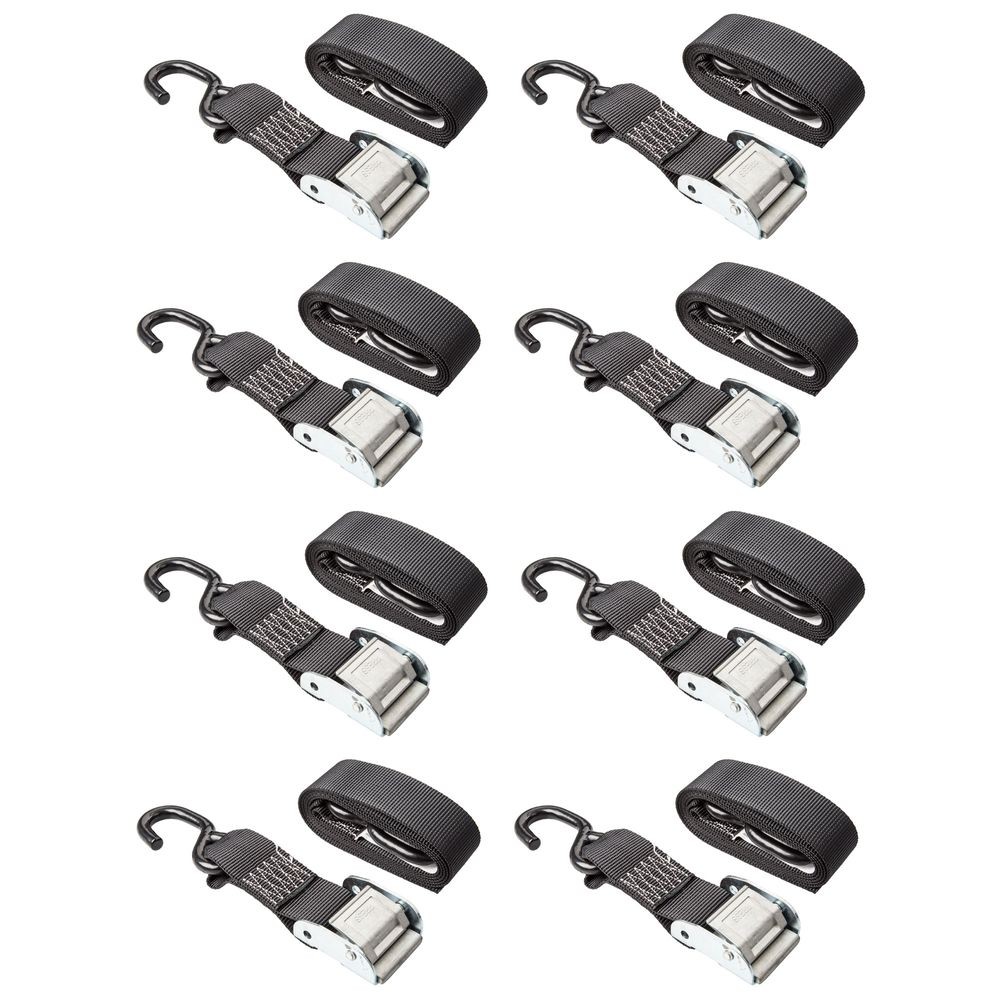 8-Pack Heavy Duty 2" Cam Buckle Tie-Down Straps