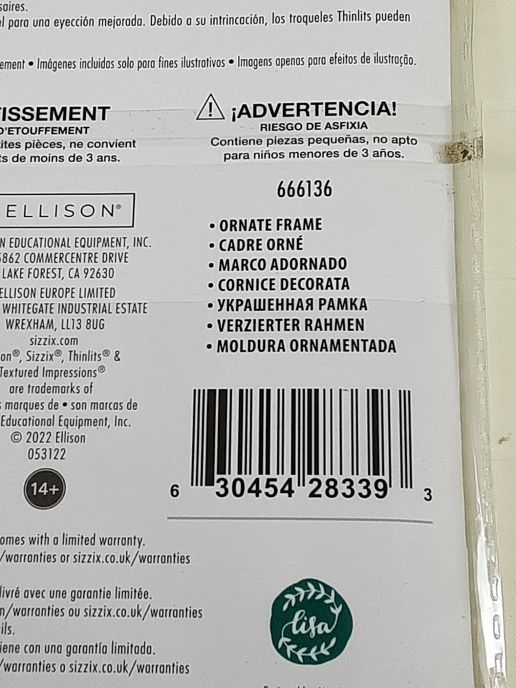 NEW Sizzix Thinlits Ornate Frame 4 die Set 1 Embossing Folder 4.5x5.5 Florals