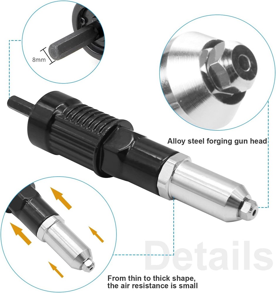 Electric Rivet Nut Gun Cordless Drill Pop Adapter Riveting Riveter Insert Tool