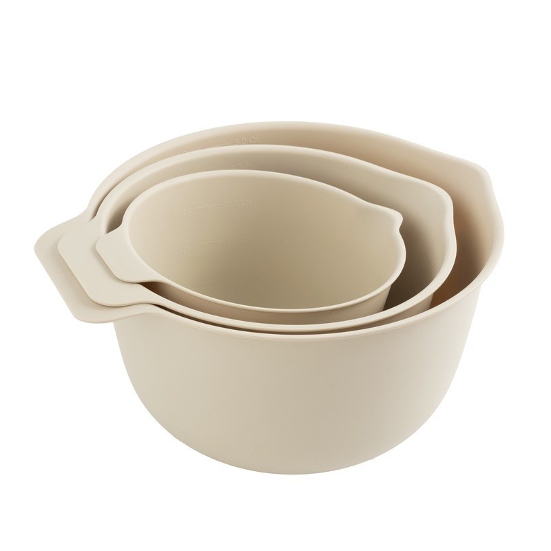 3 Piece Mixing Bowls Set Non Slip Base Stackable Kitchen Prep Durable Recycled