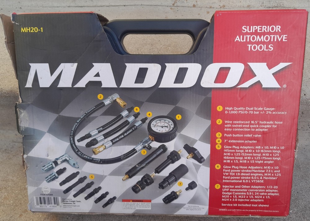 Maddox Master Diesel Compression Test Kit MH20-1 Complete with Case 57588