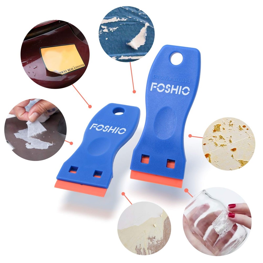 Plastic Razor Blade Scraper 2 Tools 100 Blades Adhesive Remover Kit
