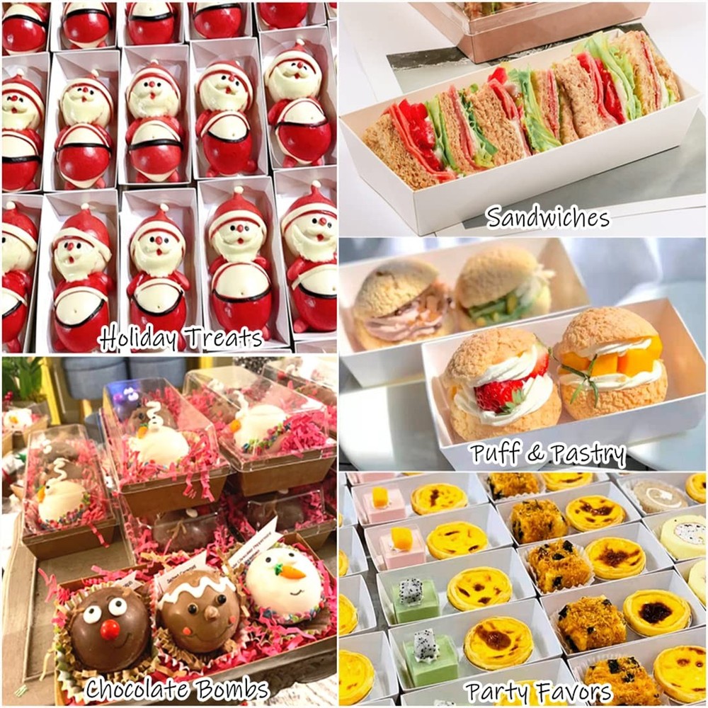 Charcuterie Boxes with Clear Lids, 100 Pack Kraft Bakery Boxes, Cookie Boxes,...