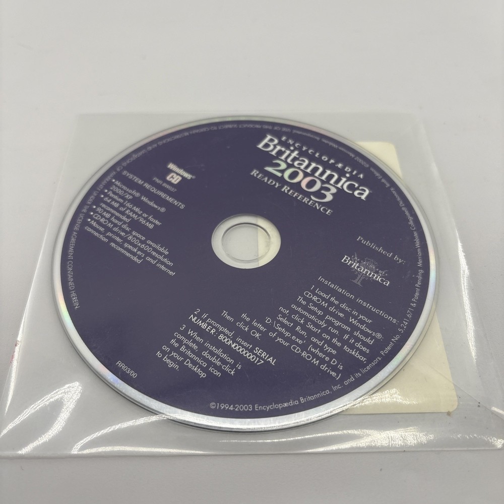SEALED Vintage Encyclopedia Britannica 2003 Ready Reference CD Rom